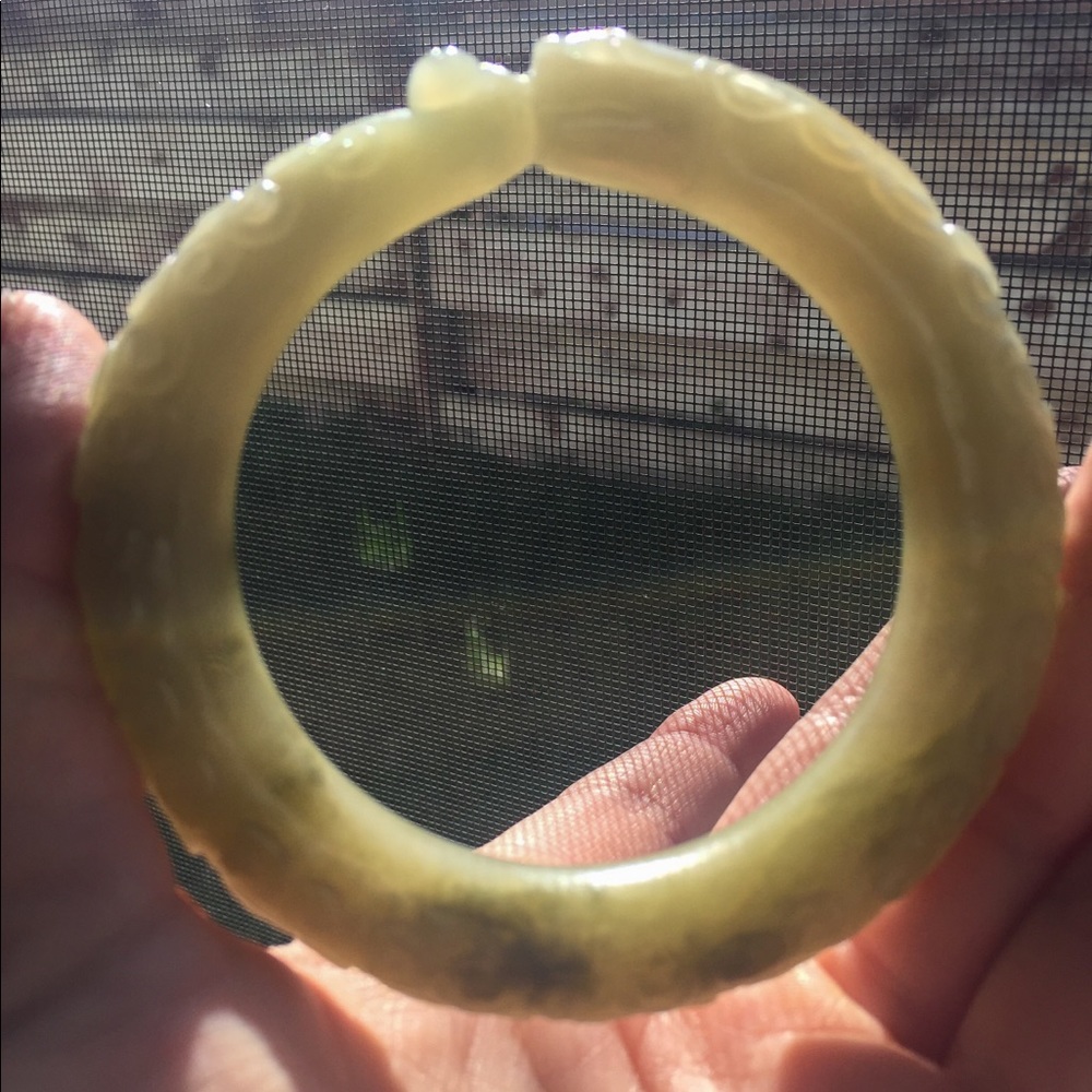 Celadon Jade Dragon Pearl Bangle